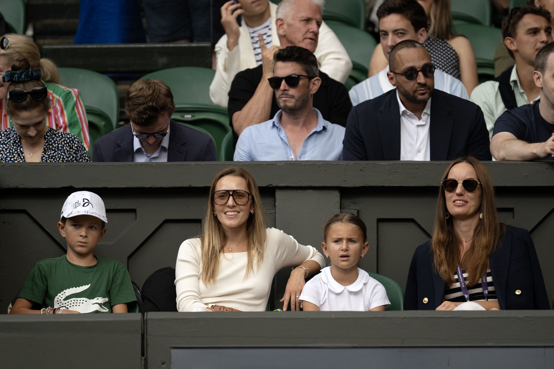 Novak Djokovic's wife Jelena pictured with their son and daughter at Wimbledon 2025 | Image Source: Getty
